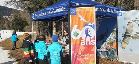 Discovery stand of the Vanoise National Park at the Vallon de L&#039;Orgère