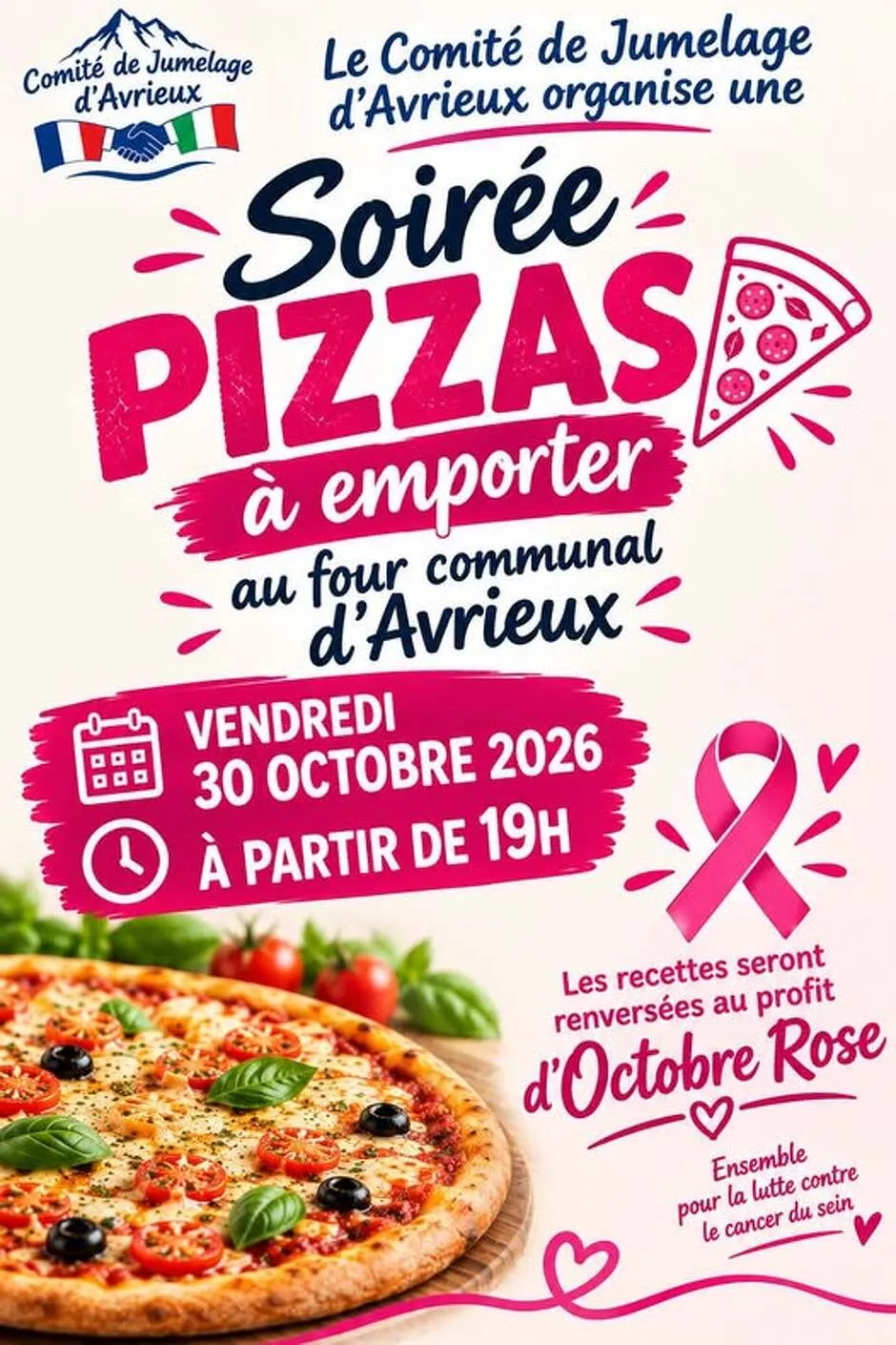 © Octobre Rose : Vente de pizza_Avrieux - Octobre Rose Maurienne